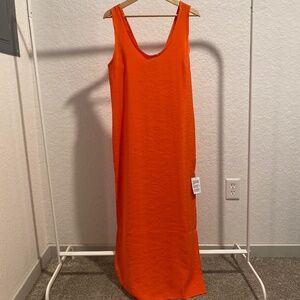 NWT vibrant orange maxi shift dress